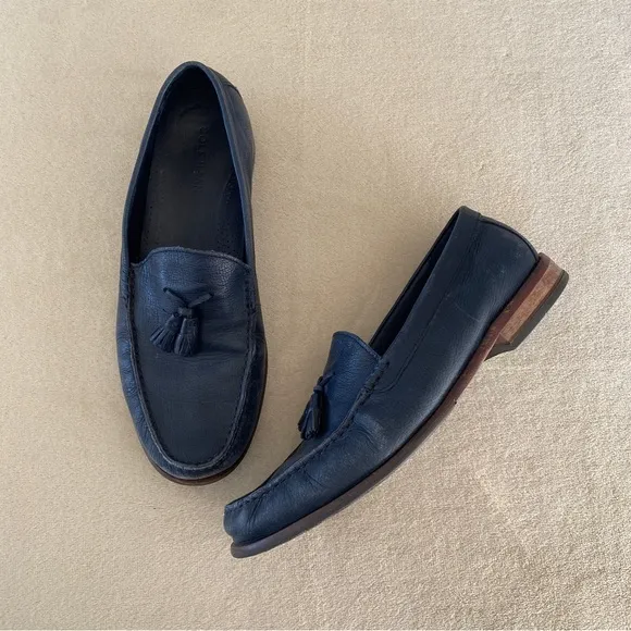 Cole Haan navy leather tassel loafers