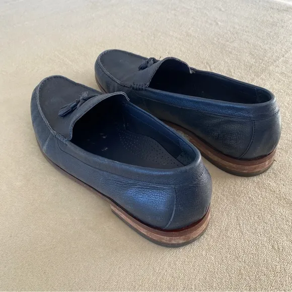 Cole Haan navy leather tassel loafers
