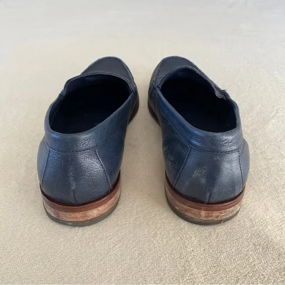 Cole Haan navy leather tassel loafers
