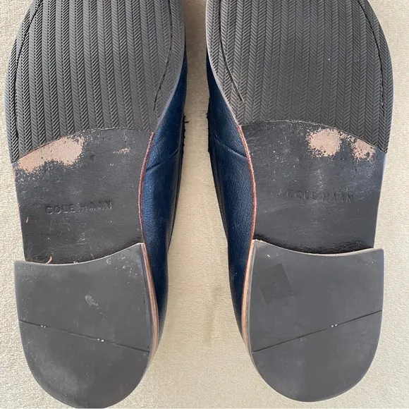 Cole Haan navy leather tassel loafers