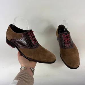 Cole Haan Saddle Loafers Men's 10 Brown Suede Low Top Almond Toe Casual Shoes