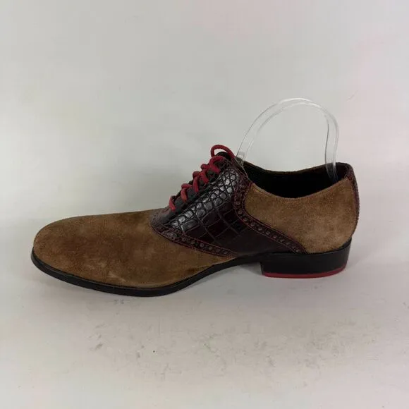 Cole Haan Saddle Loafers Men's 10 Brown Suede Low Top Almond Toe Casual Shoes