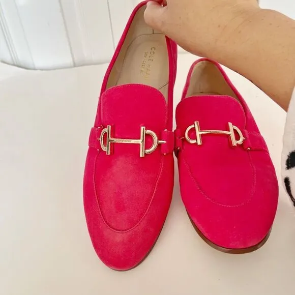 Cole Haan Series 360 Bright Berry Eco Flora Suede Slip On Flat Loafers Shoes