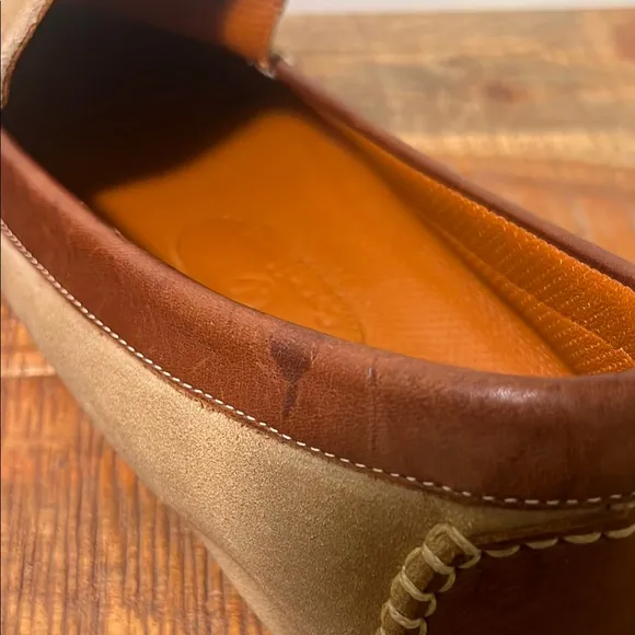 Cole Haan Tan Suede Loafers with Leather Trim, Men’s 12