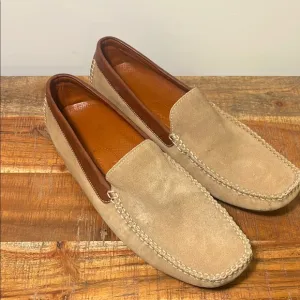 Cole Haan Tan Suede Loafers with Leather Trim, Men’s 12