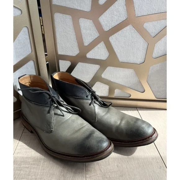 Cole Haan Williams Welt II Denim Grey Burnished Leather Chukka Boots 11 W Wide