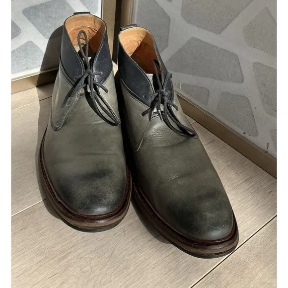 Cole Haan Williams Welt II Denim Grey Burnished Leather Chukka Boots 11 W Wide