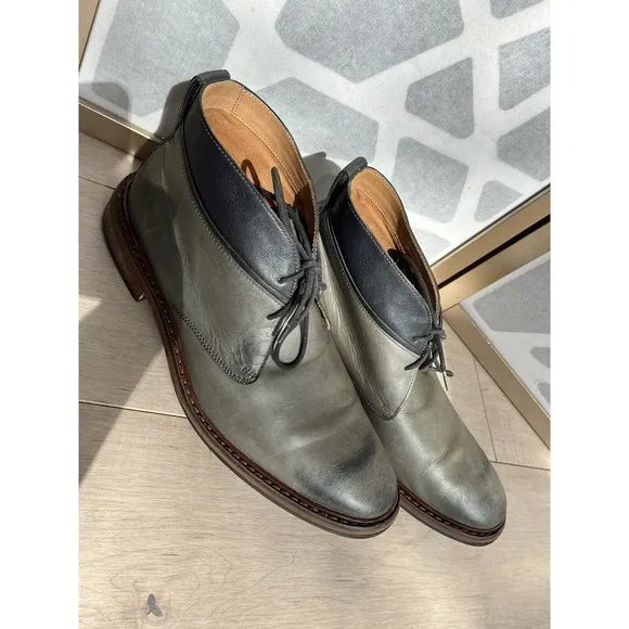 Cole Haan Williams Welt II Denim Grey Burnished Leather Chukka Boots 11 W Wide