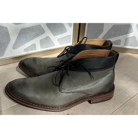 Cole Haan Williams Welt II Denim Grey Burnished Leather Chukka Boots 11 W Wide