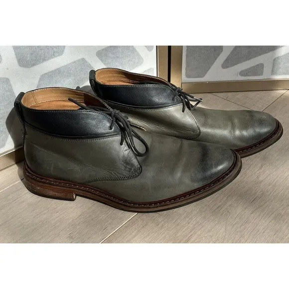 Cole Haan Williams Welt II Denim Grey Burnished Leather Chukka Boots 11 W Wide