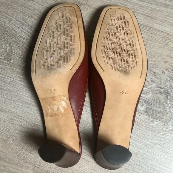 Cole Haan Country Cognac Brown Leather Contrast Stitching Slide Mule Loafers 10