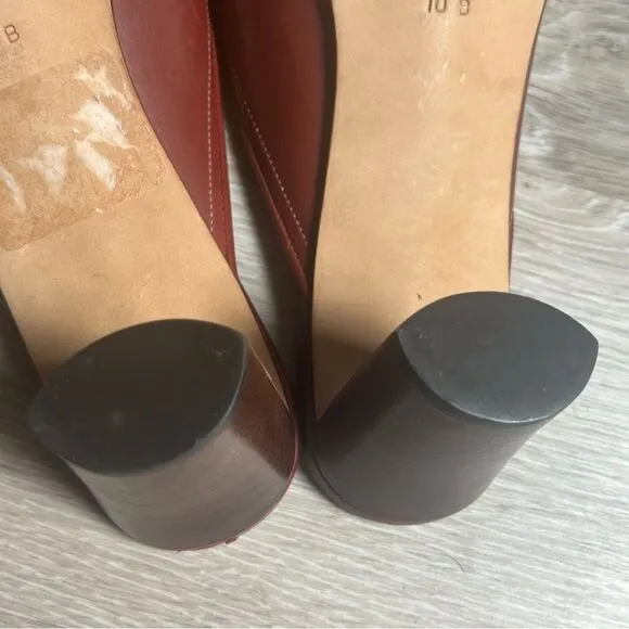 Cole Haan Country Cognac Brown Leather Contrast Stitching Slide Mule Loafers 10