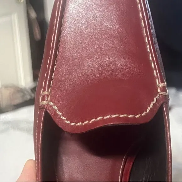 Cole Haan Country Cognac Brown Leather Contrast Stitching Slide Mule Loafers 10