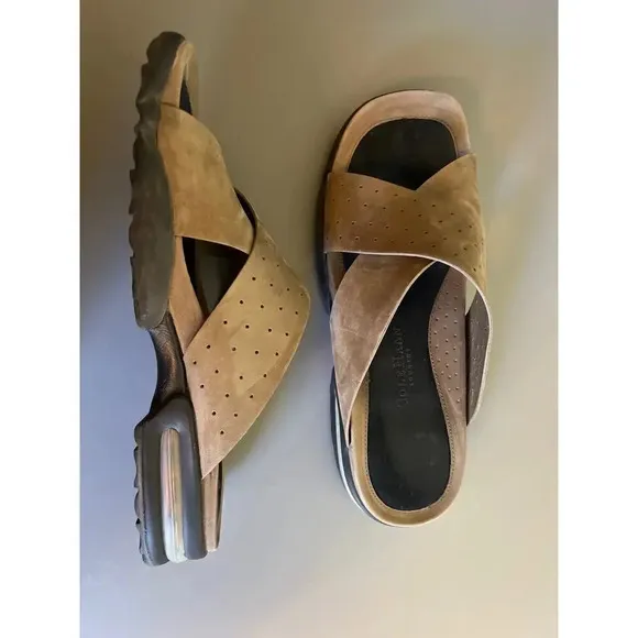 Cole Haan/Nike Air mens leather slides 11 sandel vacation resort beach