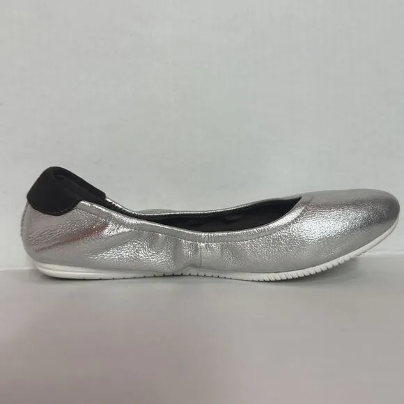 Cole Hahn StudioGrand Silver Leather Ballet Flats Slip-on Shoes Women’s Size 5.5