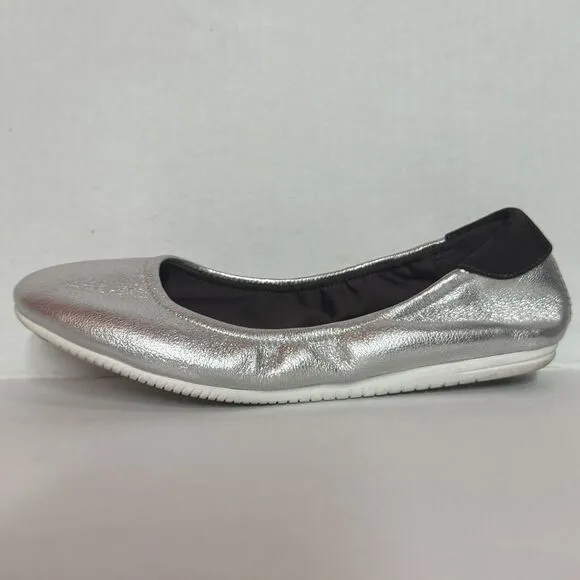 Cole Hahn StudioGrand Silver Leather Ballet Flats Slip-on Shoes Women’s Size 5.5