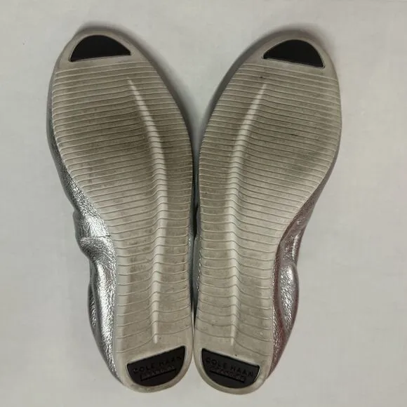 Cole Hahn StudioGrand Silver Leather Ballet Flats Slip-on Shoes Women’s Size 5.5