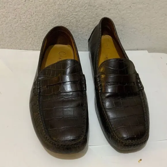 Cole Haan Driver Moccasin Loafers Mens Size 11.5 M Croc Embossed Leather