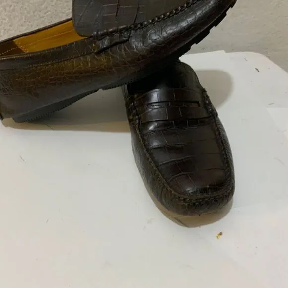 Cole Haan Driver Moccasin Loafers Mens Size 11.5 M Croc Embossed Leather