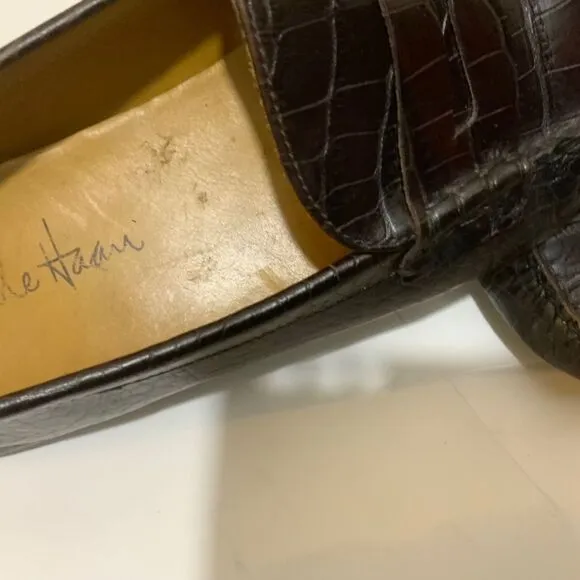 Cole Haan Driver Moccasin Loafers Mens Size 11.5 M Croc Embossed Leather