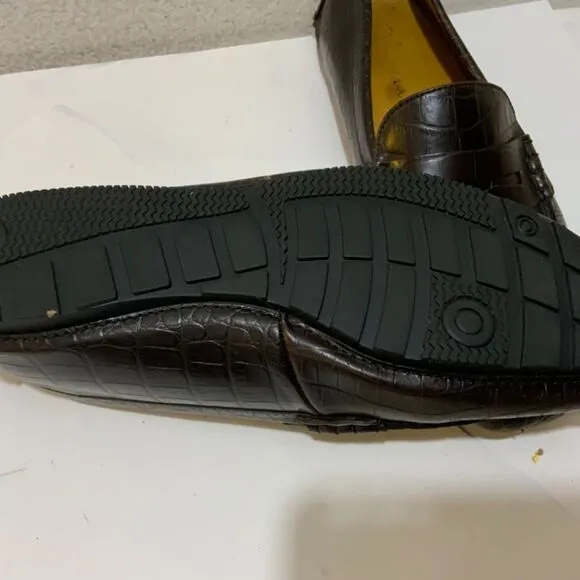 Cole Haan Driver Moccasin Loafers Mens Size 11.5 M Croc Embossed Leather