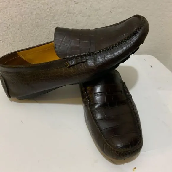 Cole Haan Driver Moccasin Loafers Mens Size 11.5 M Croc Embossed Leather