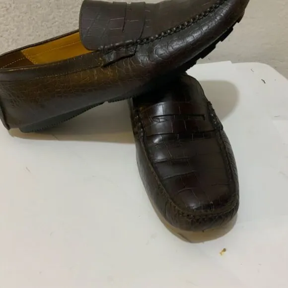 Cole Haan Driver Moccasin Loafers Mens Size 11.5 M Croc Embossed Leather