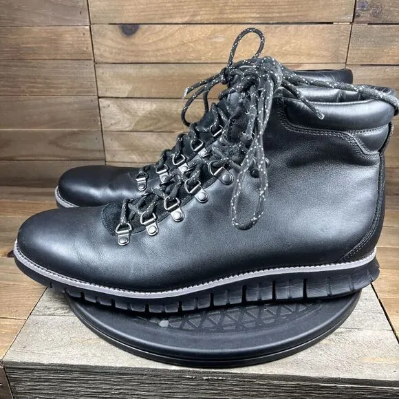 Cole Haan Zerogrand Men's 11.5 M Black Causal Waterproof Leather Hiker Boots
