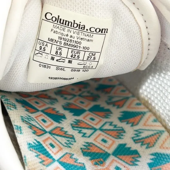 Columbia Men’s Low Breeze Sneakers White Mesh and Coral size 9.5