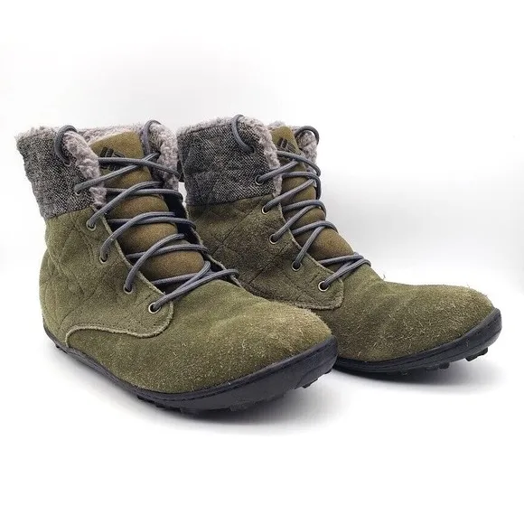 COLUMBIA Powder Summit Shorty Boots Fur Lined Green Waterproof (Women's US 8.5)