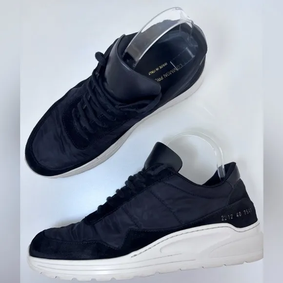 Common Projects Black Nylon Suede Cross Trainer Lace Up Sneakers Men’s Size 40
