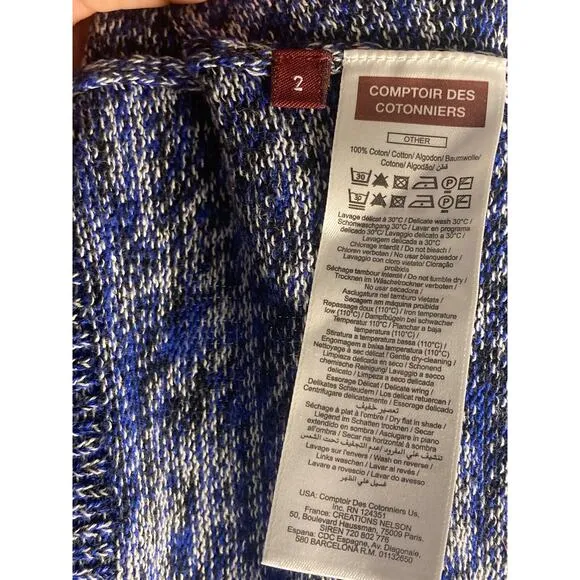 Comptoir des Cotonniers Blue Knit Short Sleeve Sweater ~ Sz M ~French Girl Style