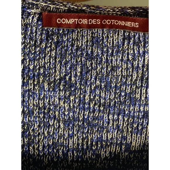Comptoir des Cotonniers Blue Knit Short Sleeve Sweater ~ Sz M ~French Girl Style