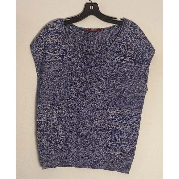 Comptoir des Cotonniers Blue Knit Short Sleeve Sweater ~ Sz M ~French Girl Style