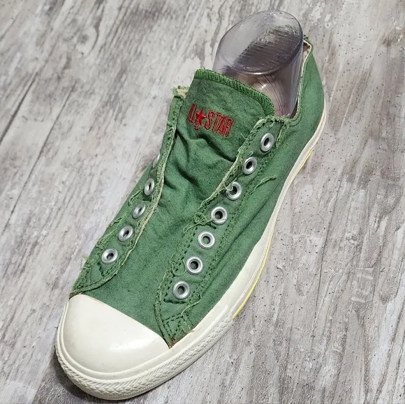 Converse All Star John Varvatos Green Slip On Canvas Shoe Size Men 8.5 WO'S 10.5
