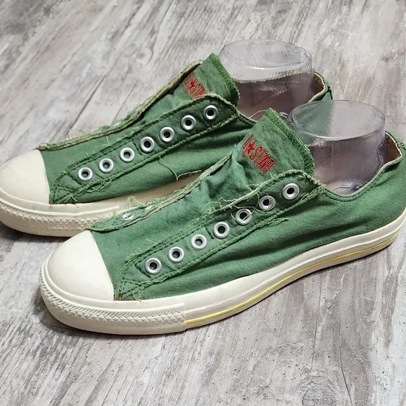 Converse All Star John Varvatos Green Slip On Canvas Shoe Size Men 8.5 WO'S 10.5