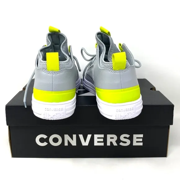 Converse Ctas Ultra OX All Star Mid  Gray Lime Leather Women’s Sneakers 172153C
