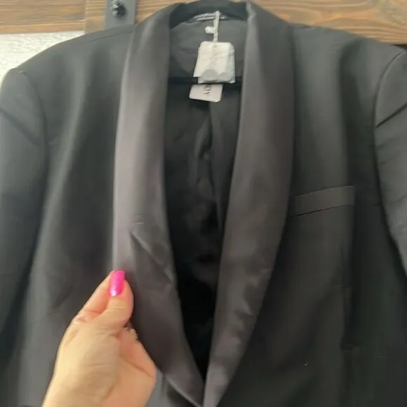 Coofandy Men Suit 2 Piece with Black Lapel Slim for Wedding Groom Tuxedo Set