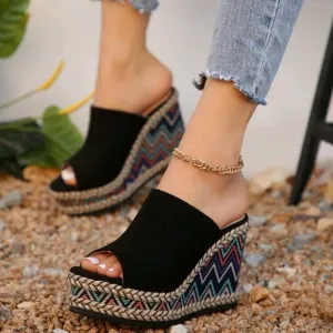 COPY - Bohemian Mules Women Fashionable Colorful High-Heeled Slippers With Plat…