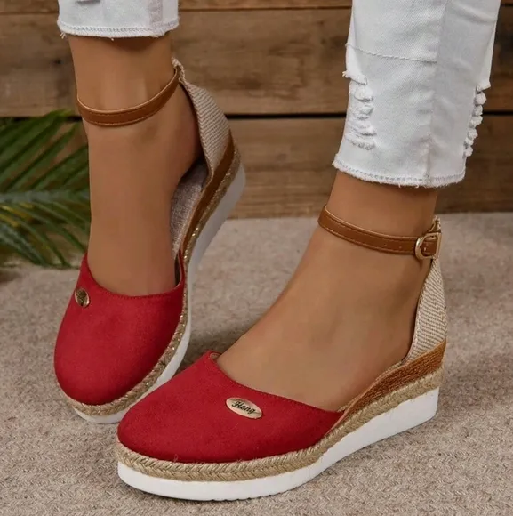 COPY - COPY - Women's Faux Suede Color Block Round Toe Espadrilles With Elegant