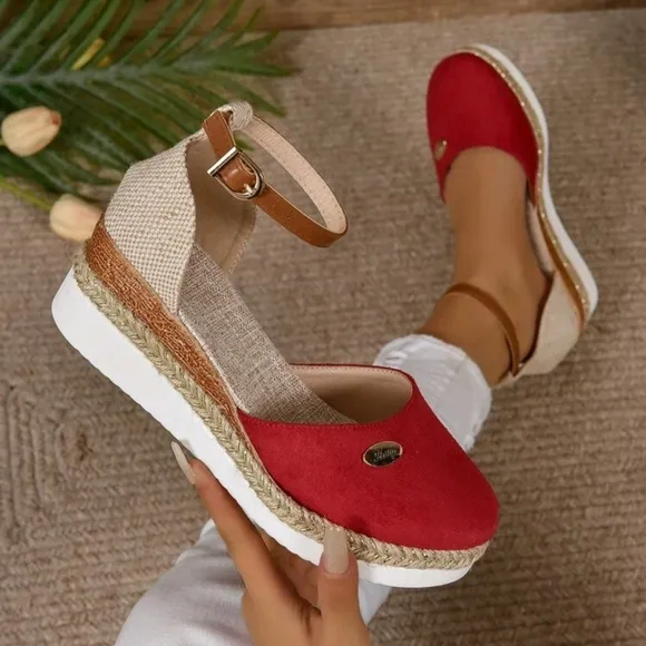 COPY - COPY - Women's Faux Suede Color Block Round Toe Espadrilles With Elegant