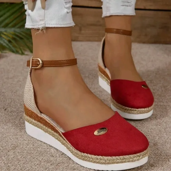 COPY - COPY - Women's Faux Suede Color Block Round Toe Espadrilles With Elegant