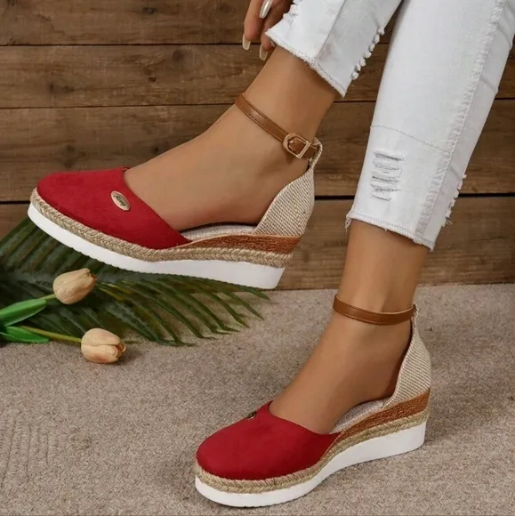 COPY - COPY - Women's Faux Suede Color Block Round Toe Espadrilles With Elegant