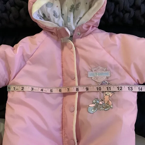 COPY - Harley Davidson infant baby puffer hooded snowsuit bunting with Sheepski…