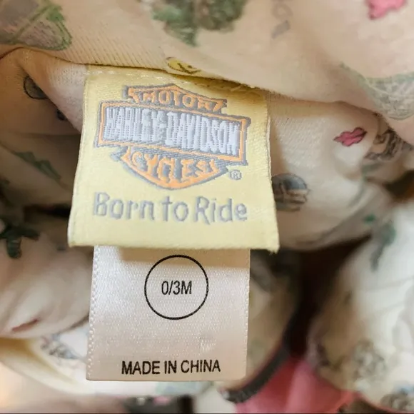 COPY - Harley Davidson infant baby puffer hooded snowsuit bunting with Sheepski…