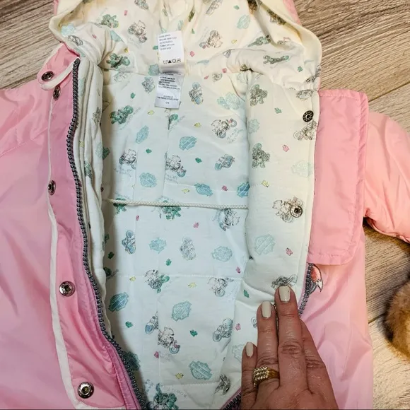 COPY - Harley Davidson infant baby puffer hooded snowsuit bunting with Sheepski…