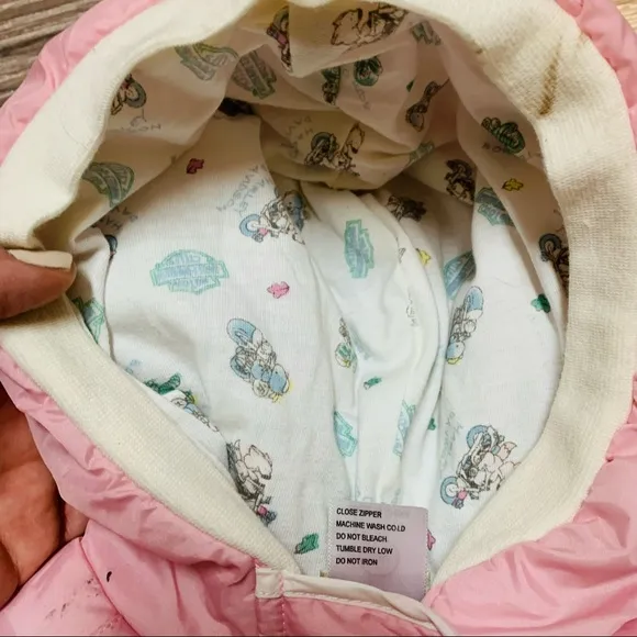 COPY - Harley Davidson infant baby puffer hooded snowsuit bunting with Sheepski…