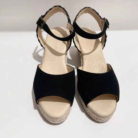 Cordani Eva Black Suede Wedge Platform Espadrilles Sandals MADE in SPAIN 39