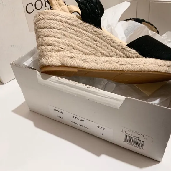 Cordani Eva Black Suede Wedge Platform Espadrilles Sandals MADE in SPAIN 39