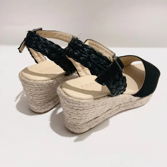 Cordani Eva Black Suede Wedge Platform Espadrilles Sandals MADE in SPAIN 39